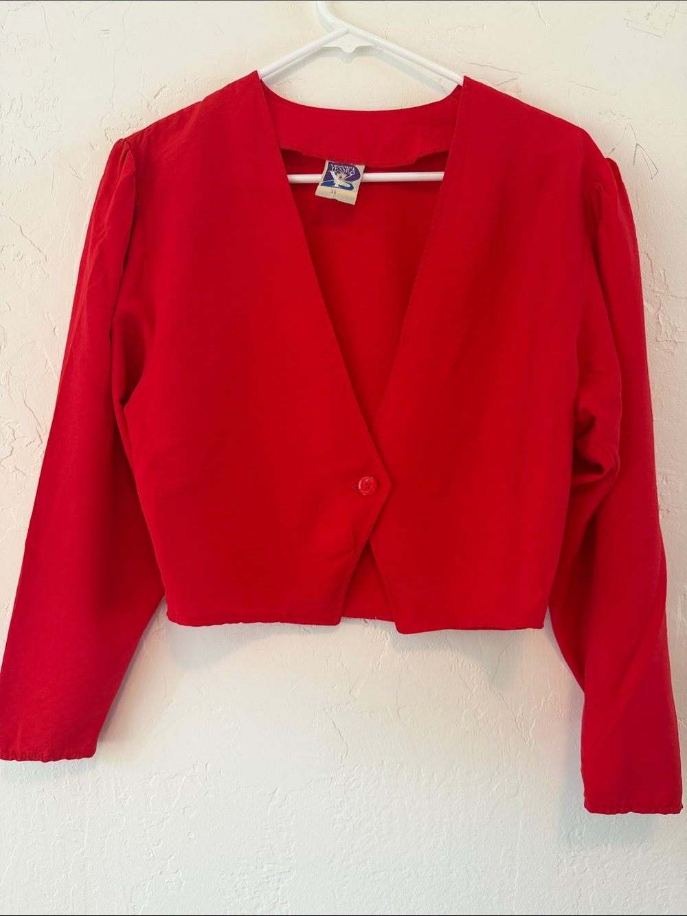 Vintage 80s Red Women's Cropped Bolero Jacket Size Small